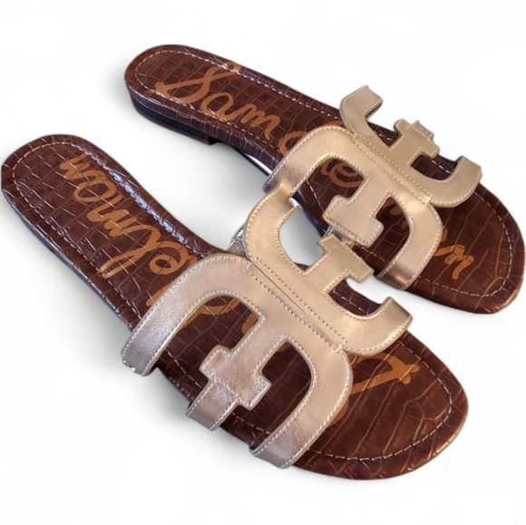 Sam Edelman Metallic Gold Slide Sandals - Women. Size 14. - Picture 3 of 9